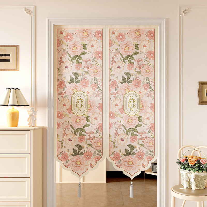 美式复古门帘免打孔2025新款卧室异形遮挡帘厨房卫生间隔断帘布帘