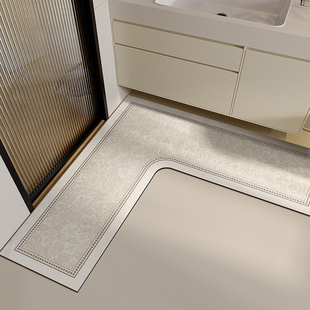 化妆室L型地垫浴室防滑强吸水速干 干矽藻泥脚垫厕所门口洗手间地