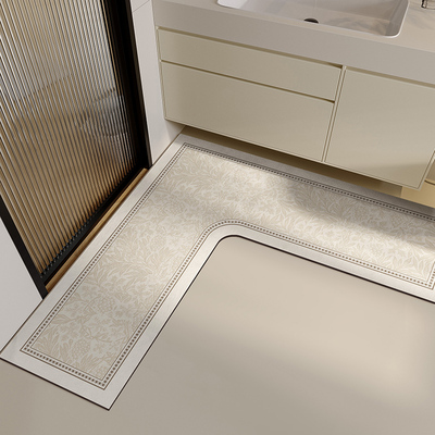 化妆室L型地垫浴室防滑强吸水速干 干矽藻泥脚垫厕所门口洗手间地