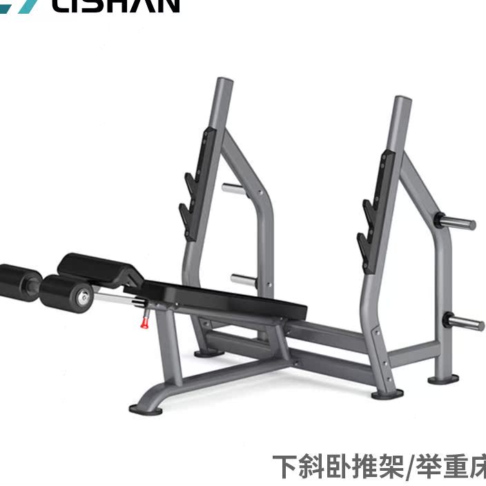 专业下斜卧推训练器械举重床卧推杠铃架胸部推举深蹲架健身房