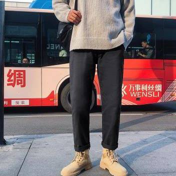 配马丁靴高帮板鞋的裤子150小个子男装穿搭矮个子男生搭配155显高