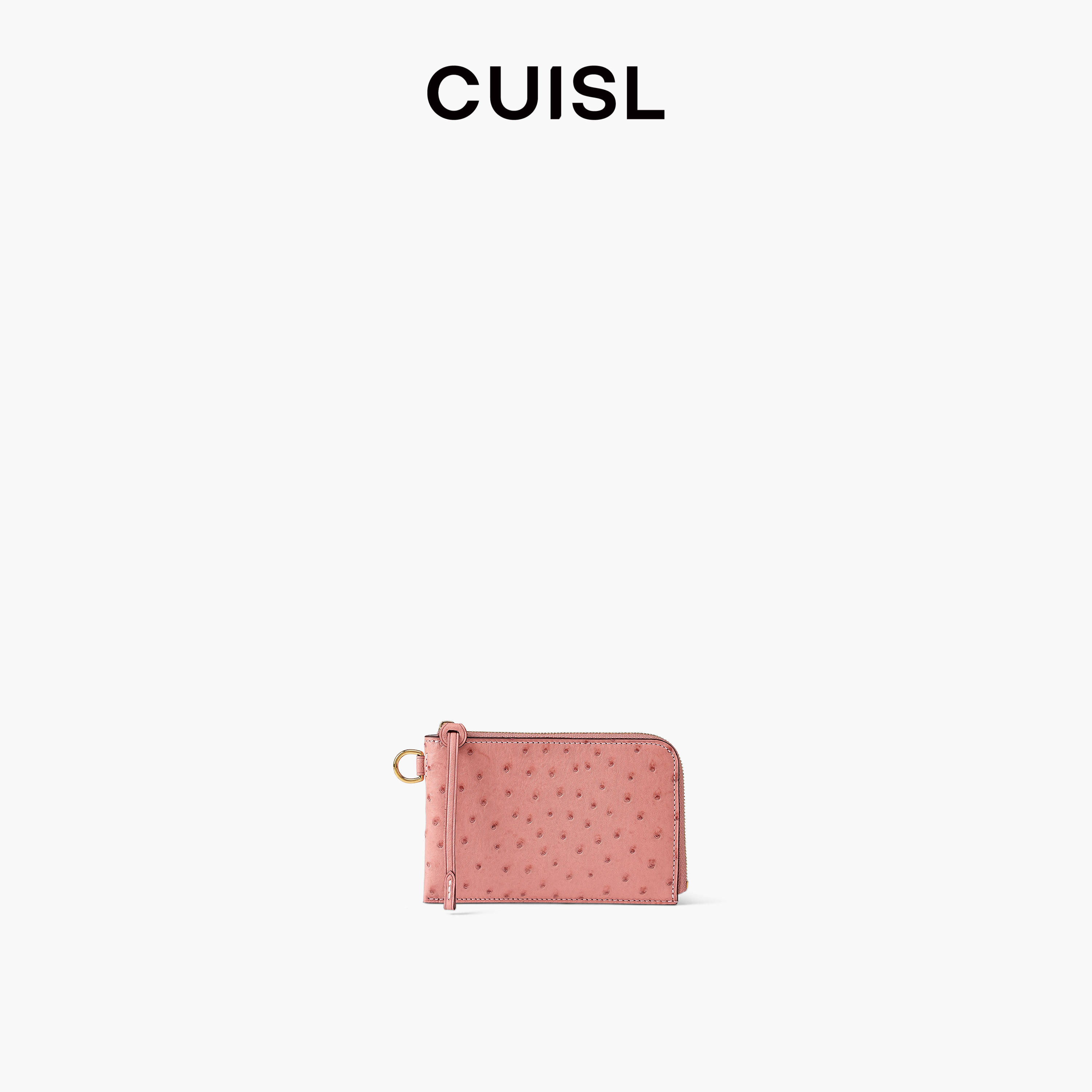 CUISL/崔氏新款原创设计鸵鸟皮钱包零钱包真皮拉链薄款卡包礼物