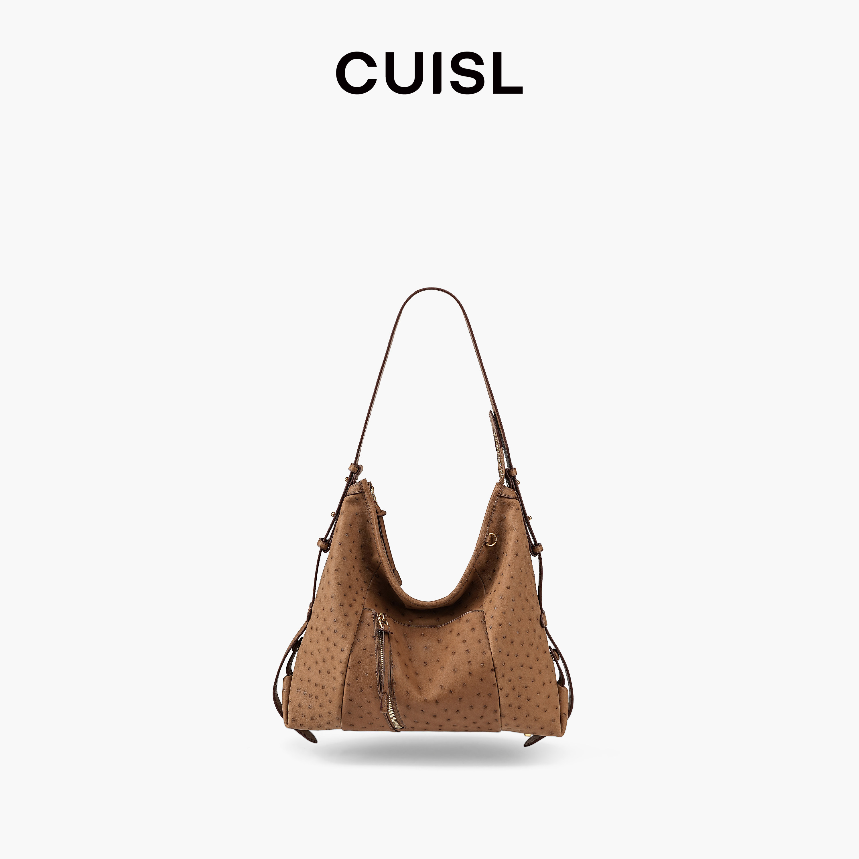 CUISL崔氏/新款机车hobo包包女定制鸵鸟皮真皮大容量单肩斜跨包包,箱包皮具/热销女包/男包,托特包,淘宝优惠券,粉丝福利购,淘宝优惠卷