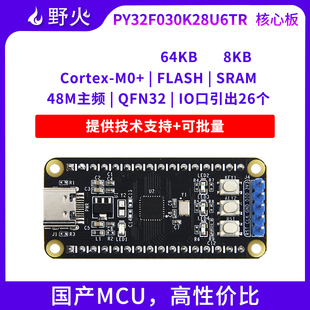 野火普冉PY32F030K28U6TR核心板 单片机开发板 M0+内核 48Mhz主频