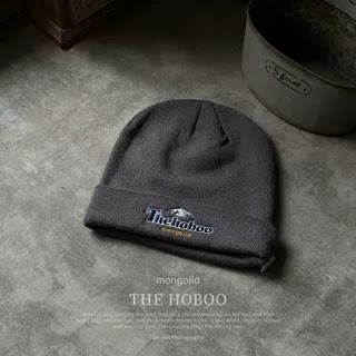 蒙古雪山 THE HOBOO复古刺绣羊毛毛线帽子男女冬季保暖户外套头帽