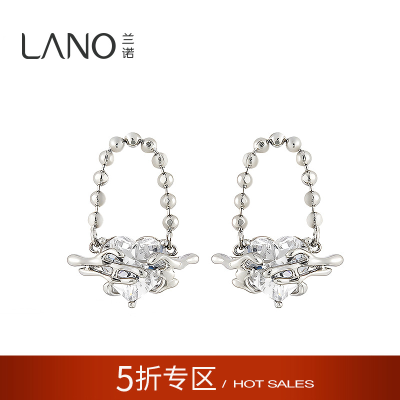 兰诺镶钻爱心耳环女士2025新款爆款高级感银针耳钉适合圆脸的耳饰