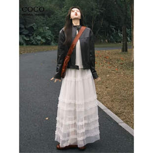 法式 花边网纱蛋糕半身裙温柔设计感韩系气质甜美百搭裙子