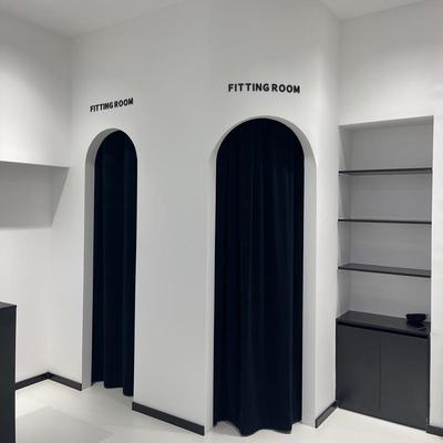 冷淡风黑色丝绒更衣室拱形门窗帘高级感极简女装服装店试衣间门帘