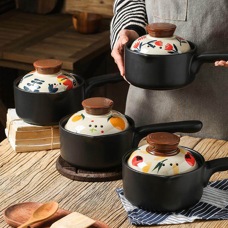 日式奶锅无涂层辅食奶锅单柄家用小砂锅一人食燃气陶瓷锅小泡面锅