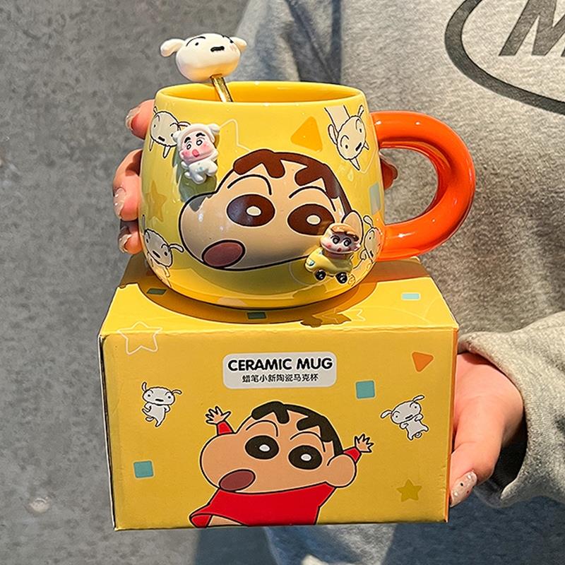 蜡笔小新马克杯生日礼物杯子女2024新款情侣陶瓷水杯办公室咖啡杯