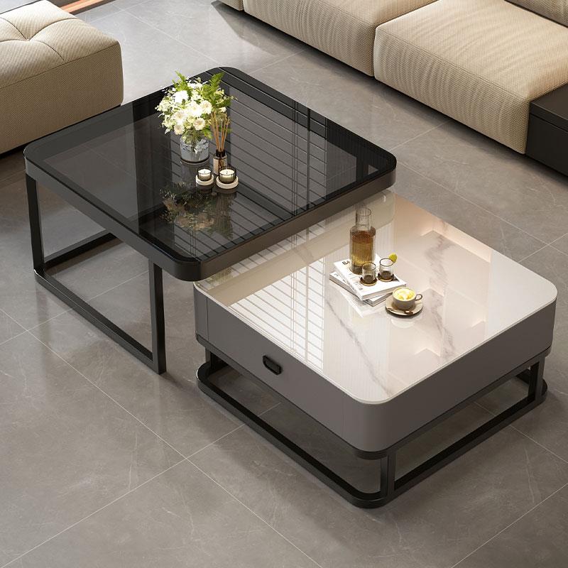 茶几客厅2025新款家用轻奢现代简约小户型岩板方形茶几电视柜组合