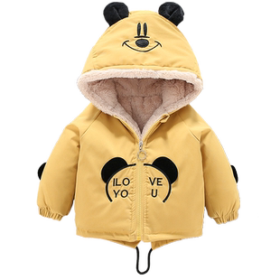 宝宝儿童棉衣套装2025新款婴儿卡通棉袄男童加绒加厚棉服洋气外套