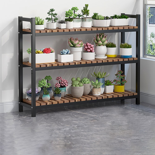 花架置物架多层阳台落地式客厅窗台多肉花盆铁艺实木室内2025新款