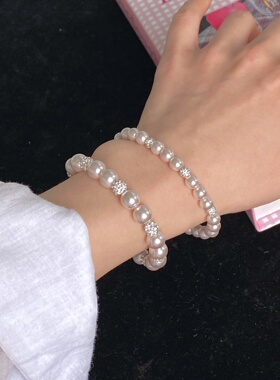 复古法式玫瑰紫色珍珠锆石手串小众粉紫色调精致轻奢百搭手串女