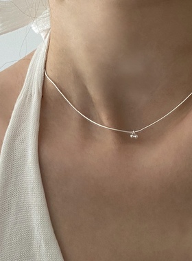 简约小众设计S925纯银手工制作百搭精致叠带小樱桃项链锁骨链