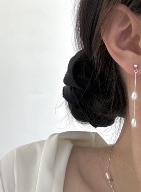 小众设计优雅极简天然淡水珍珠耳线S925纯银手工流苏珍珠耳饰