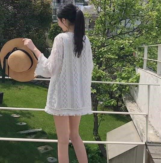 防晒新款刺绣衣女开衫沙滩泳衣流苏披肩连衣裙度假外搭包邮