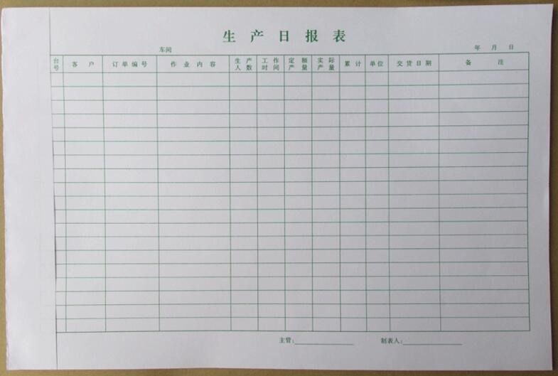 记账作业员工工人日记产能记帐空白生产统计表量产表格定做报表