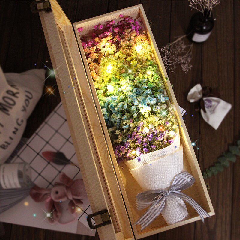 干花满天星干花永生花花束情人节爱人礼盒送毕业生日送礼物祝福