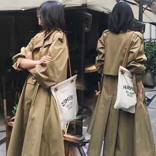 大码女装2019秋装新款胖mm显瘦过膝风衣减龄遮肉系带chic外套大衣
