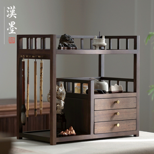 胡桃木笔架笔挂实木展示架文房四宝毛笔文玩收纳书法挂架盒置物架高级复古新中式高档架子摆件