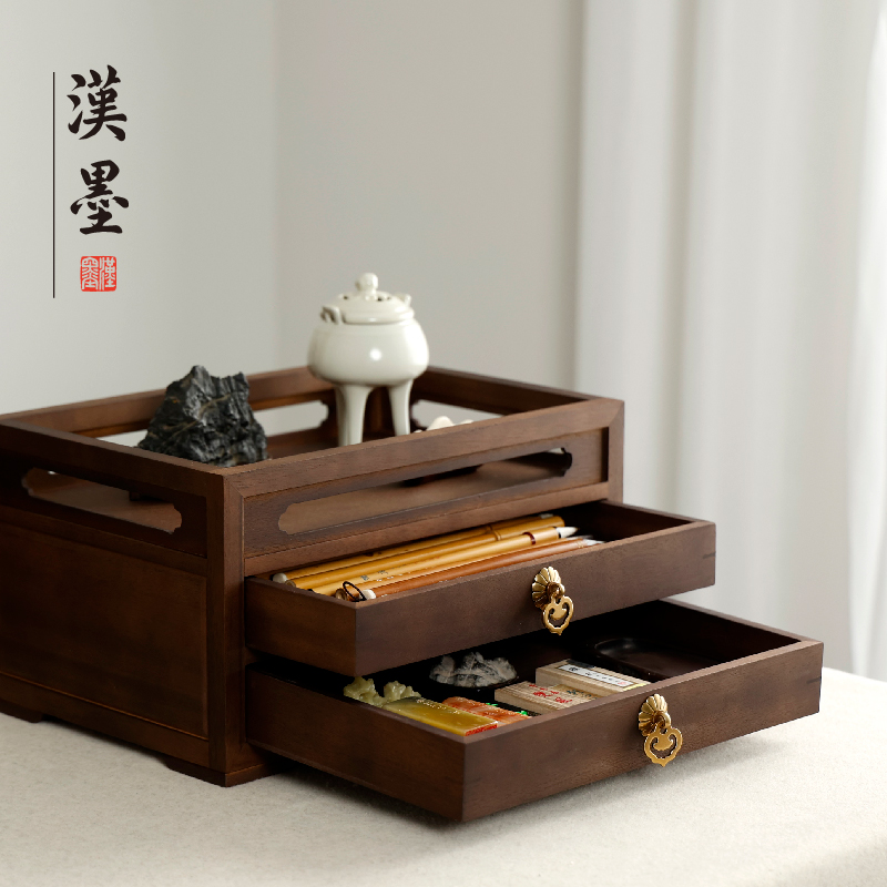 雅致文承胡桃木文房收纳柜