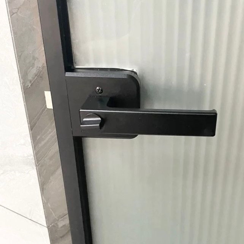 带钥匙锁厕所窄边1618极窄门把手卫生间黑白色平开极框铝合金浴室
