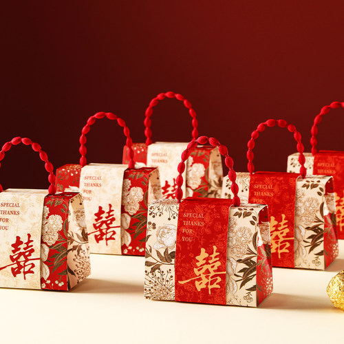 结婚喜糖盒子婚礼手提喜糖袋2025