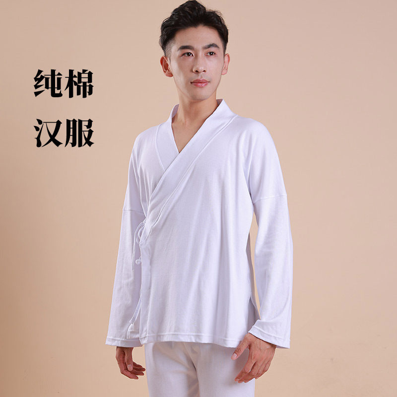 全棉白色女汉服日常款成人男款图片