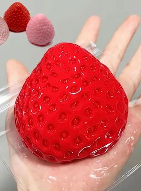 Big Strawberry Squeeze Taba Squishy Toy Kawaii Red Pink Squi