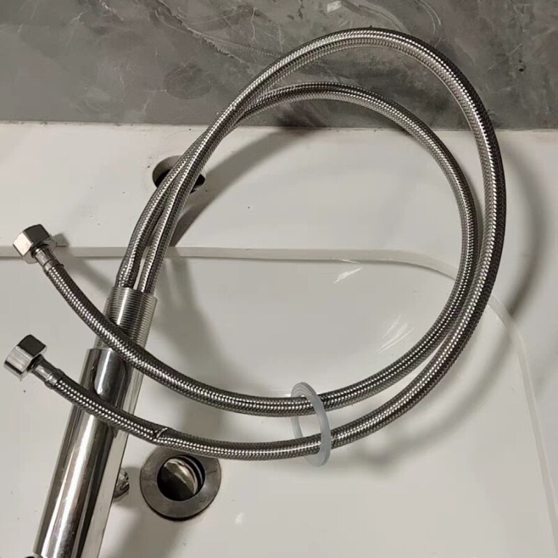 尖头厨房304水龙头进水管编织上水管菜盆冷热不锈钢面盆配件软管