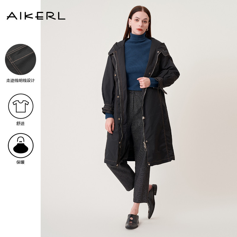 中长款羽绒服AIKERL通勤连帽