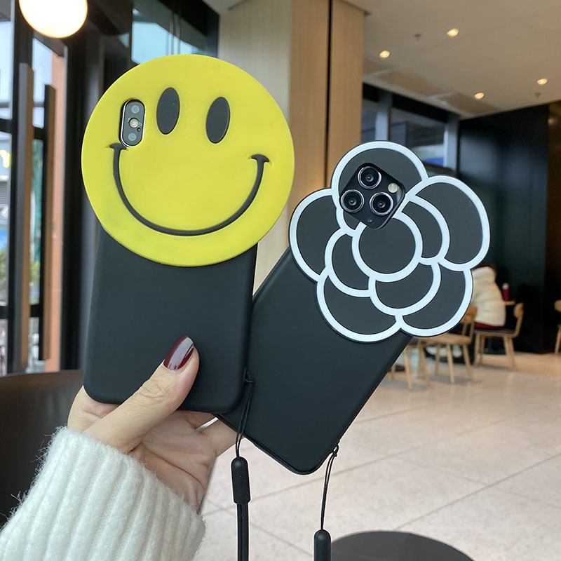壳iphone11笑脸表情12promax硅胶套女卡通花朵mini可爱网红挡脸11pro