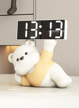 奶油风时钟闹g钟客厅电视柜摆件桌面摆放钟表台式装饰品创意电子