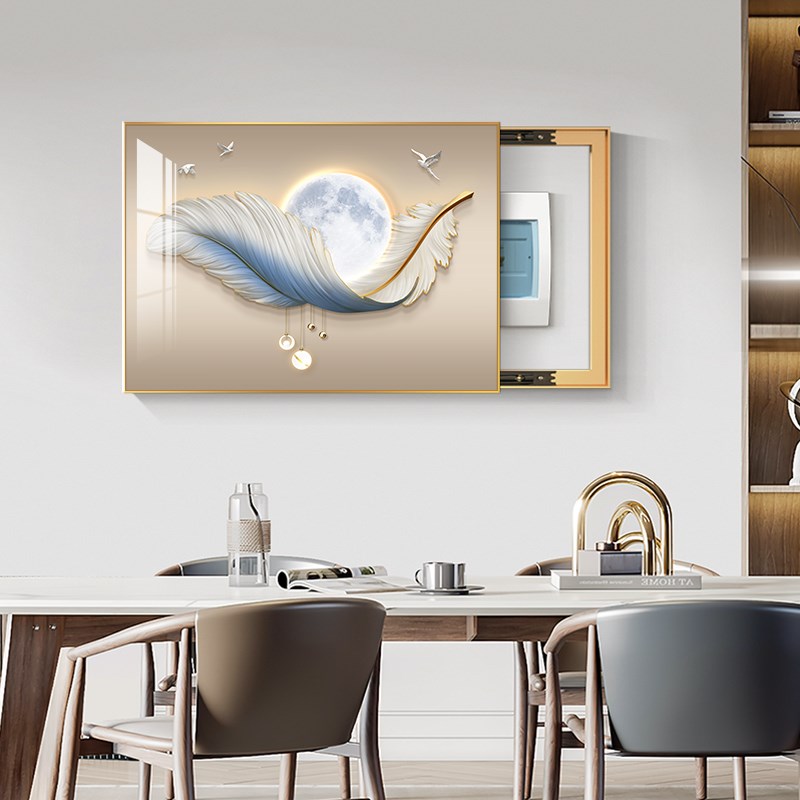 轻奢电表箱装饰j画现代简约高级感配电箱餐厅免打孔电闸箱遮挡挂