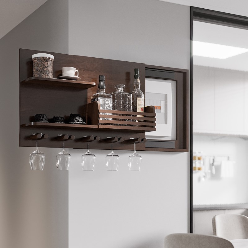 酒架实木电d表箱遮挡创意装饰画推拉置物架现代简约翻盖式配电闸