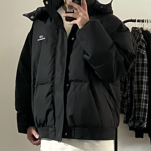 美式男女情侣复古连帽羽绒棉袄潮