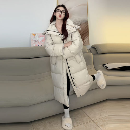 晶煊保命长款连帽大被子羽绒服女