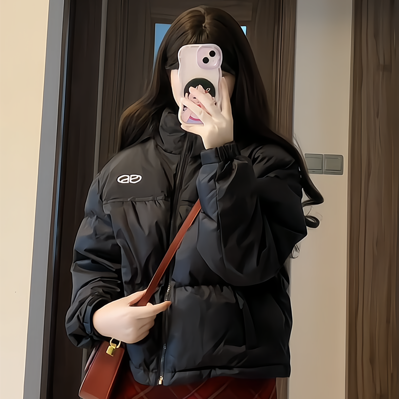 韩版小个子黑色立领刺绣羽绒服女2025冬季新款宽松短款白鸭绒外套,女装/女士精品,大码羽绒服,淘宝优惠券,粉丝福利购,淘宝优惠卷