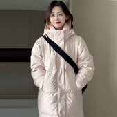 超好看长款 过膝连帽纯色羽绒服女冬2025年巨好看超火白鸭绒外套潮