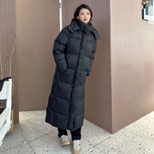 新款 女神保命长款 黑色连帽羽绒棉服女加厚2025冬季 设计小众面包服