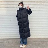 新款 长款 黑色羽绒棉袄棉服女加厚2025年韩系冬装 宽松百搭面包服潮