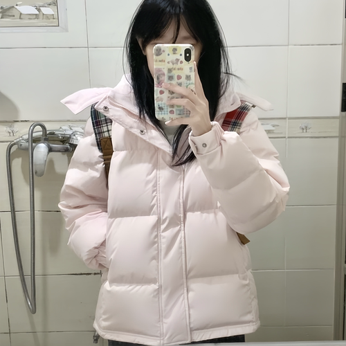 晶煊超好看奶呼呼短款连帽羽绒服