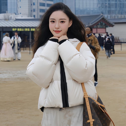 超好看户外防风短款连帽羽绒棉袄