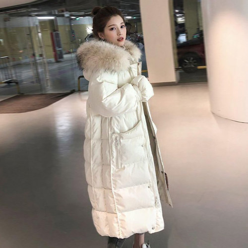 中长款大毛领连帽棉服女加厚晶煊