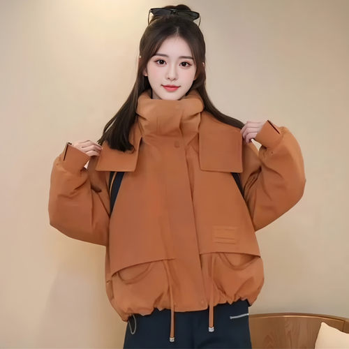 超好看美式潮牌短款羽绒棉袄女