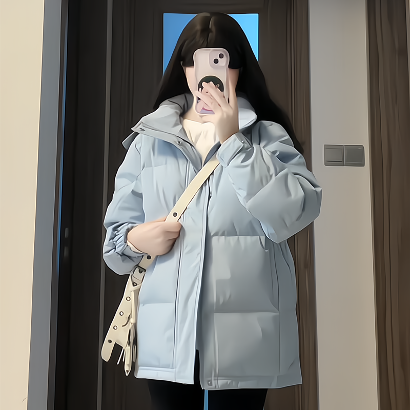 晶煊超好看连帽短款羽绒棉袄女