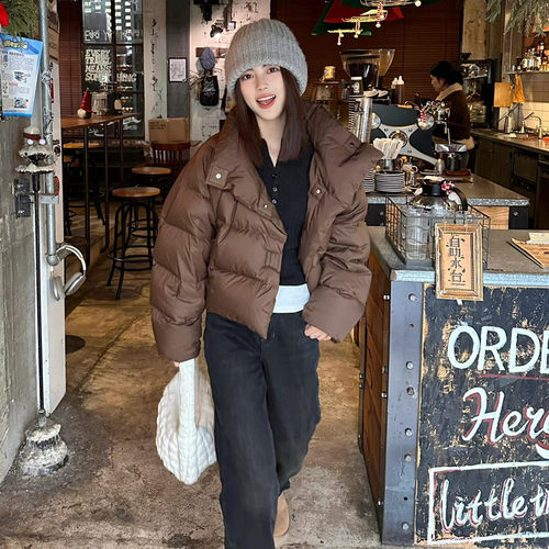 晶煊美式潮牌短款立领羽绒棉袄