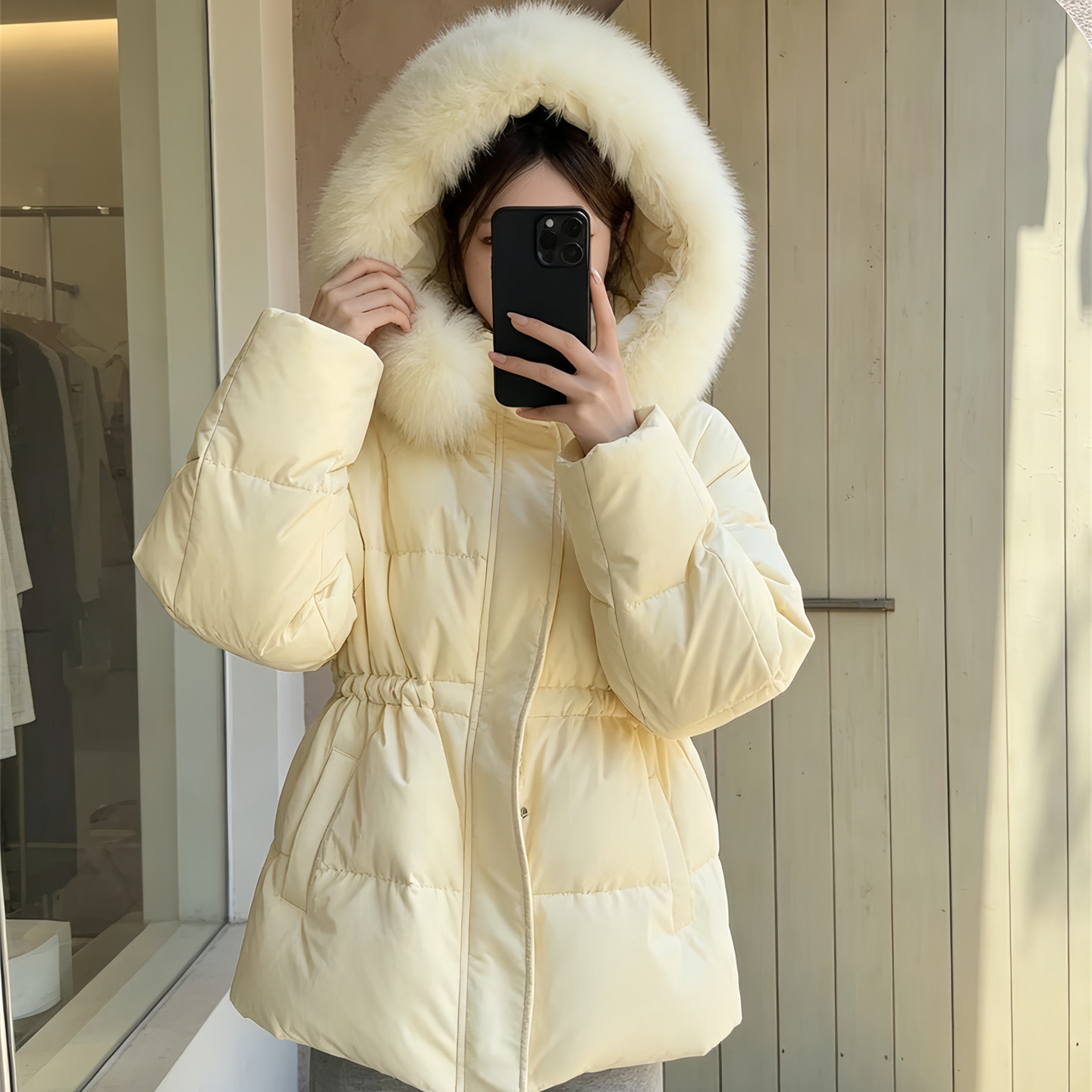 韩系不臃肿大毛领连帽羽绒棉服女冬2026新款今年流行爆款保暖外套