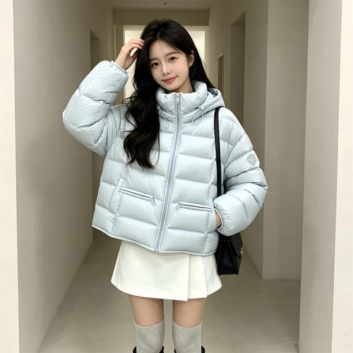 韩系不臃肿短款排骨泡芙羽绒棉服